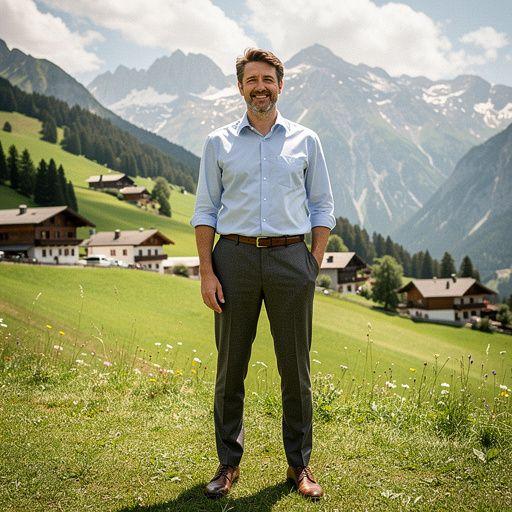 Abendliche Stimmung eines Chalets mit warmem Licht und funkelnden Sternen am Himmel.